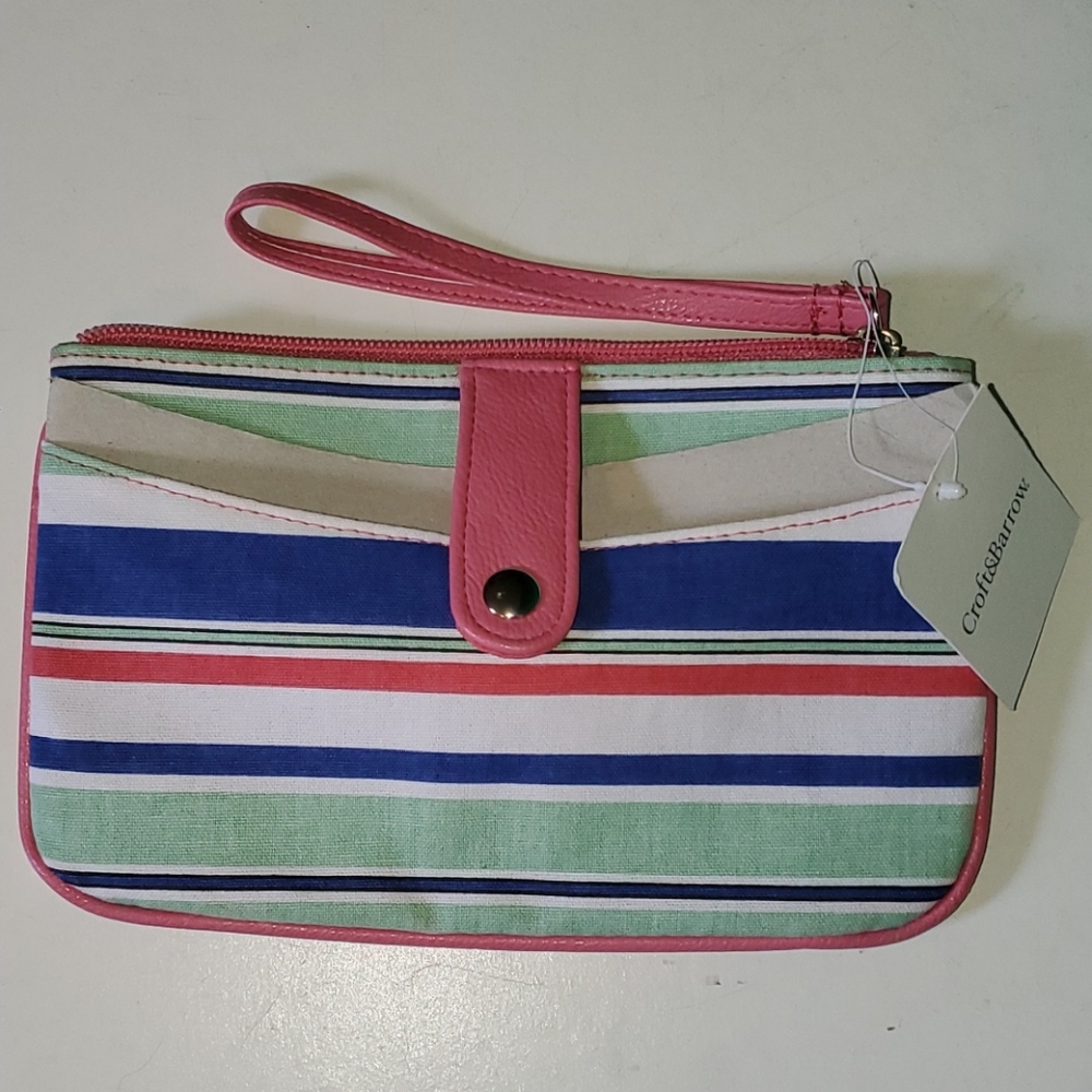 NEW Croft & Barrow striped multi pocket wristlet